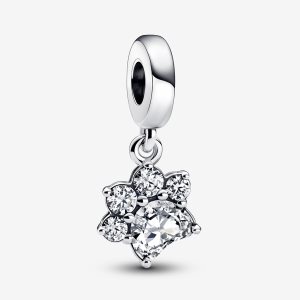 Pandora Sparkling Pet Paw Print Visieť Strieborne | 936OISQVR
