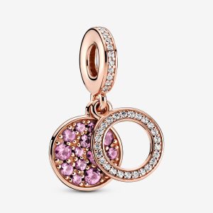 Pandora Sparkling Pink Disc Double Visieť Ruzove Zlate | 359NLHFQD