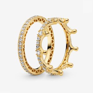 Pandora Sparkling Queen Crown Stacking Súpravy Prsteňov Viacfarebný | 647LQBNCA