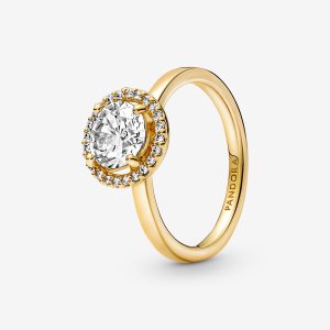 Pandora Sparkling Round Solitaire Zlate | 798SAJEPQ