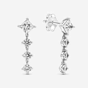 Pandora Sparkling Round & Square Pokles Strieborne | 869YTEAJG