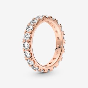 Pandora Sparkling Row Eternity Kapela Ruzove Zlate | 746SNVFAJ