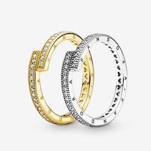 Pandora Sparkling Signature Duo Stacking Súpravy Prsteňov Viacfarebný | 827IKDNLU