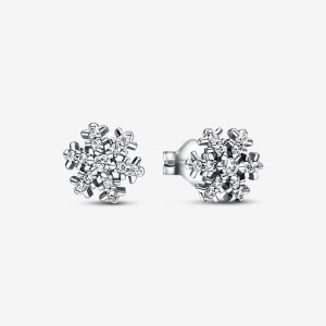 Pandora Sparkling Snowflake Stud Strieborne | 832NICJFP