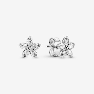 Pandora Sparkling Snowflake Stud Strieborne | 934PJEMAH