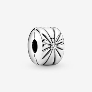 Pandora Sparkling Sunburst Clip Klipy Strieborne | 270OZWKMA
