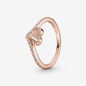Pandora Sparkling Wishbone Srdce Ruzove Zlate | 413JPYXID