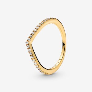 Pandora Sparkling Wishbone Stohovateľné Zlate | 136JIAEOC