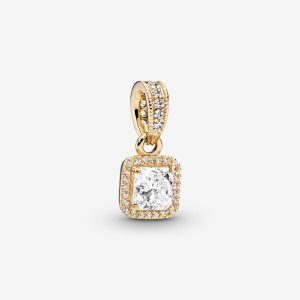 Pandora Square Sparkle Prívesky Zlate | 817JFUORC