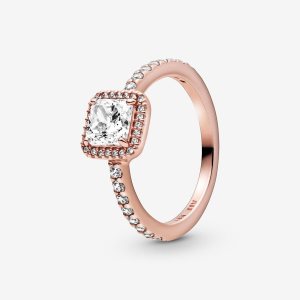 Pandora Square Sparkle Solitaire Ruzove Zlate | 208OWVMHP
