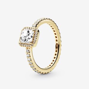 Pandora Square Sparkle Solitaire Zlate | 651EPLQGM