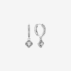 Pandora Square Sparkle Stud Strieborne | 709WTOPHX