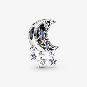 Pandora Star & Crescent Moon Visieť Strieborne | 976SAMCRB