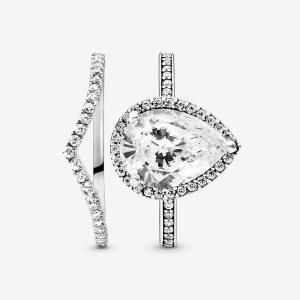 Pandora Teardrop Wishbone Stacking Pinky Viacfarebný | 097OPKHSE