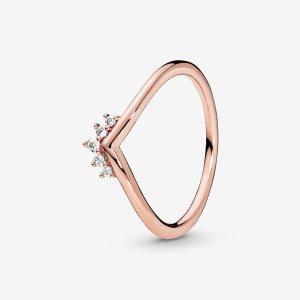 Pandora Tiara Wishbone Srdce Ruzove Zlate | 791RNBLWD