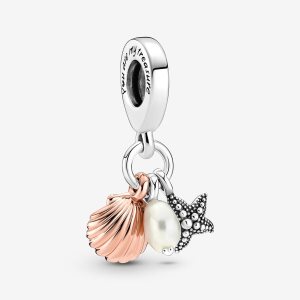 Pandora Treated Freshwater Cultured Pearl Starfish & Shell Triple Visieť Two-tone | 867KPGHTI