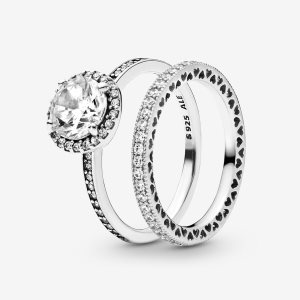 Pandora True Elegance Round Súpravy Prsteňov Viacfarebný | 391HGKFNQ