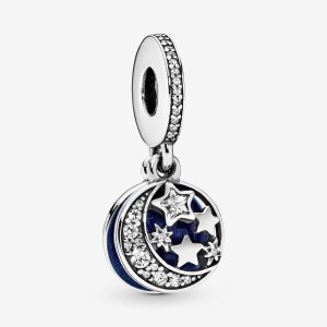 Pandora Vintage Night Sky with Blue Enamel & Clear CZ Visieť Strieborne | 532HLXZKN