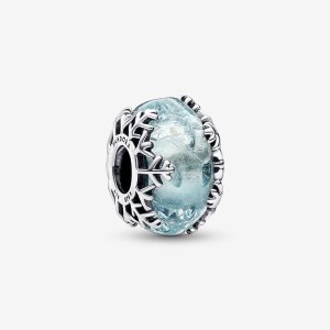 Pandora Zimná Blue Snowflake Murano Charms Strieborne | 452PKWNTR